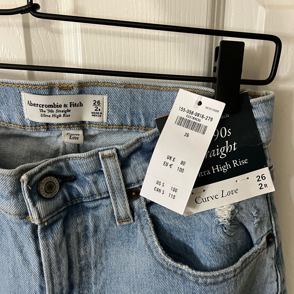 Abercrombie & Fitch, 90s Straight Leg Ultra High Rise Curve Love, Size 26 or 2 R